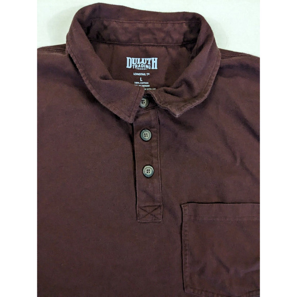Duluth Rrading Longtail T Shirt large Men's Brown Red Short Sleeve Henley - Picture 1 of 5